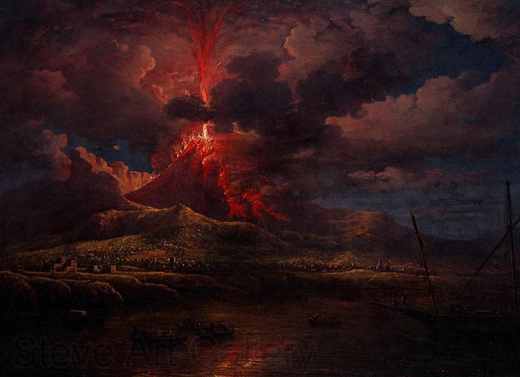 William Marlow Vesuvius erupting at Night Norge oil painting art